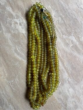 Antique Czech Bohemian Faceted Vaseline Trade Beads ~ Lot Of 5 Strands 15mm